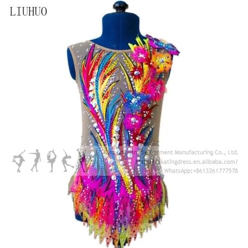 Custom Ice Skating Dress Womens Girls' Ice performance Rhythmic gymnastics Promotion Leotard Artistic Costume Multicolor