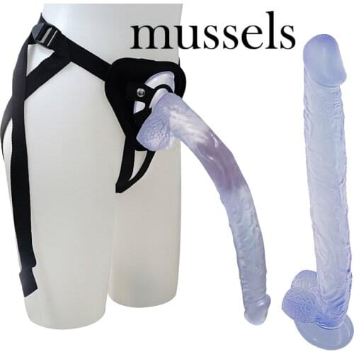 Mussels Adjustable Large Dildo for Women Sex toys Realistic Wearable Harness Huge Penis Lesbian Dildo Leather Strap-on Harness
