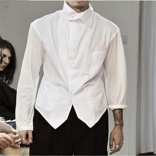 S-6XL! Large size shirt 2018 Original high - end custom cotton asymmetrical collar palace shirt