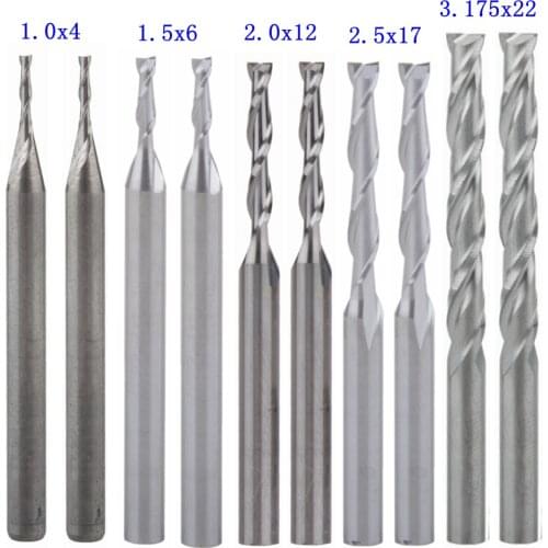 100Pcs 3.175mm 2 Flute Spiral End Mill CNC Router Bits For Wood milling cutter CNC Tools