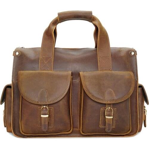 100% Genuine Leather Bags Fashion Design Handbag Messenger Bags 14inch Real Cow Leather Business Laptop Briefcase Male