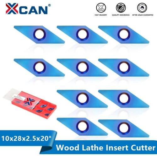 XCAN Wood Lathe Carbide Insert 10x28x2.5mm 20D Insert Cutters For Woodworking Lathe Tool Carbide Wood Turning Tool