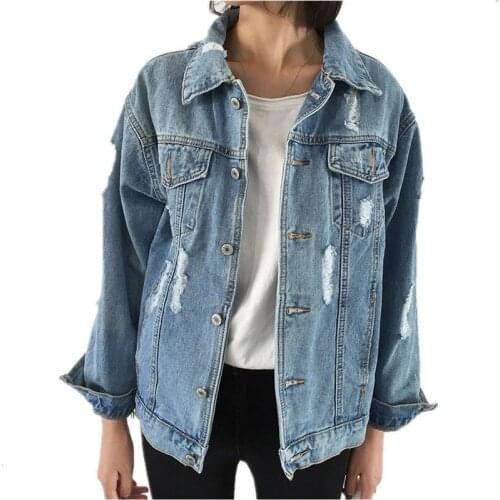 Women Basic Coats Autumn And Winter Women Denim Jacket 2019 Vintage Long Sleeve Loose Female Jeans Coat Casual Girls Outwear