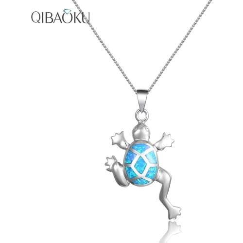 925 Sterling Silver Necklaces Opal Sea Turtle Tortoise Pendant Necklace Opal Cute Fashion Jewelry Gift for Women