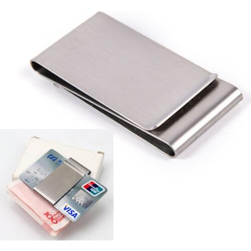 1PCS Silver Stainless Steel Slim Double Sided Men Women Money Clip Credit Card Money Holder Steel Clip Clamp