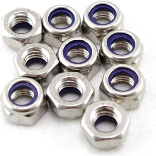 Free shipping 20 pieces Metric M12 304 Stainless Steel Hex Head Nylon Insert Lock Jam Stop Nuts