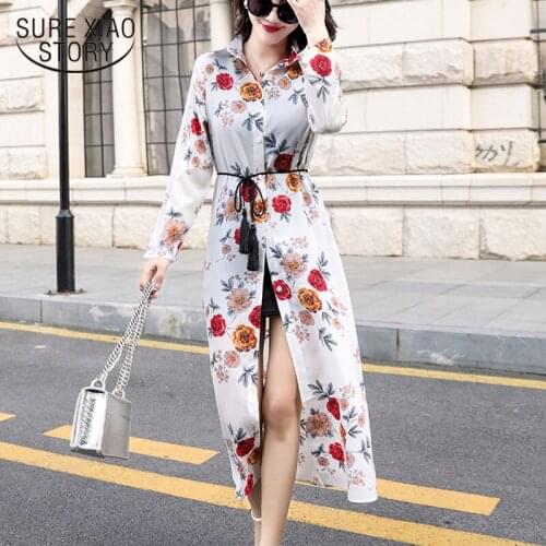 2021 Summer Sun-Proof Clothing Female Outdoor Shawl Thin Chiffon Cardigan Jacket Fairy Mid-Length Sun-Protective Clothing 9736