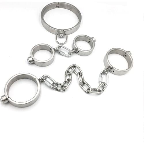 3pcs/set Adult Games Bdsm Bondage Set Slave Collar Ankle Hand Cuffs Bdsm Fetish Handcuffs Sex Toys for Couples Restraints Tools