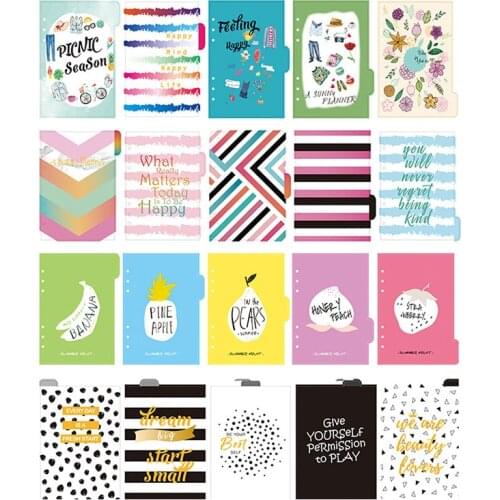 5Pcs/set A5 A6 Notebook Journal Filler Spiral Planner Index Divider insert Refill 6 holes Loose Leaf Agenda Stationery Office