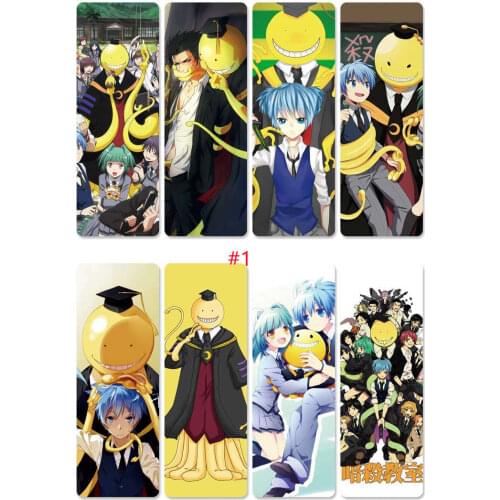 8pcs/set Assassination Classroom PVC Bookmarks Printed with Anime Korosensei Shiota Nagisa Kayano Kaede