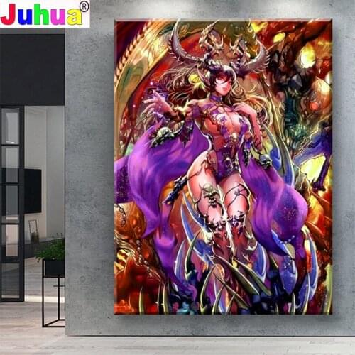5D Demon Girl Crystal Diamond Embroidery Full Round Drill Diamond Painting Soldier Elf Game Anime Picture Of Home Decoration