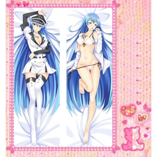 Anime Cartoon Akame ga Kill Double Bolster Hugging Pillow Case Pillow Cover Pillowcase Peach Skin 2 Way No.055