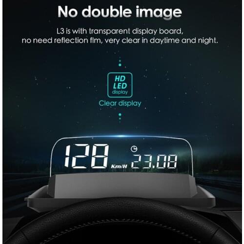 LAMJAD Original L3 OBD2 Mirror HUD Car Head Up Display Digital Speed Projector Alarm Oil Temperature Turbo Pressure Auto Gauge