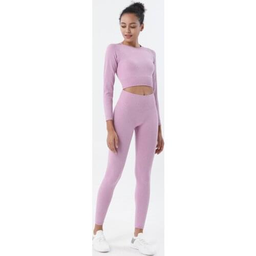 Seamless Women Yoga Sets Women Gym Clothes Fitness Leggings+Long Sleeve Woman Tracksuit Sportswear Workout Running Female Slim