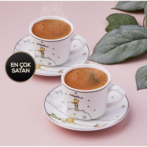 Grenn Turkish coffee cup set, Gold Arabic coffee set 6 coffee cups, 6 coffee saucers, Luxury gold detailed ceramic espresso set