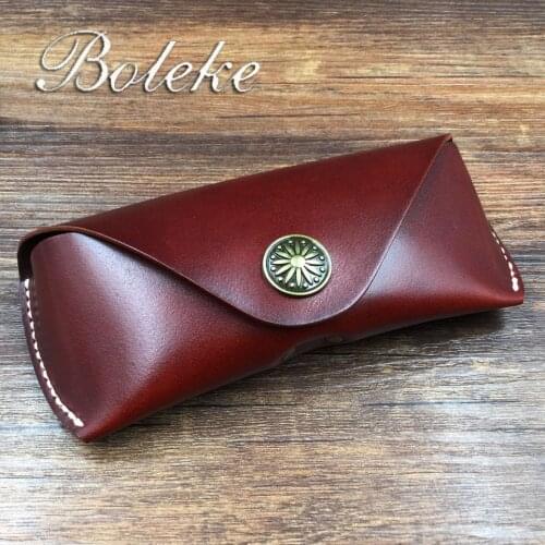 Genuine Leather Eye Glasses Case Vintage Handmade 100% Cowhide Hard Eyewear Accessories Sunglasses Spectacles Box Bag Holder Men