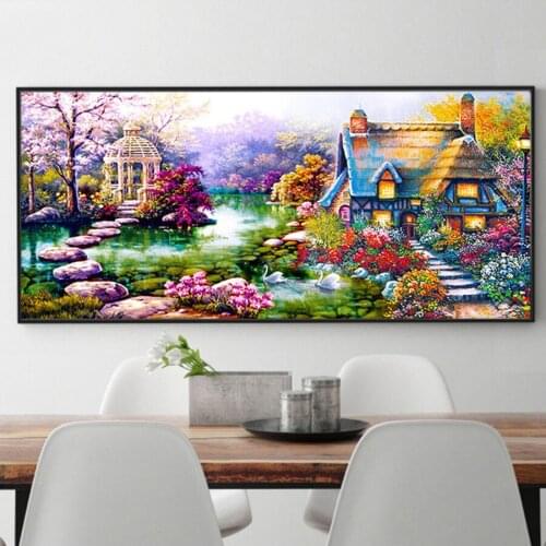 European garden hut scenery Large 5D DIY Diamond Painting Full Square Round Drill Embroidery Mosaic Needlework Home Decor AA2542