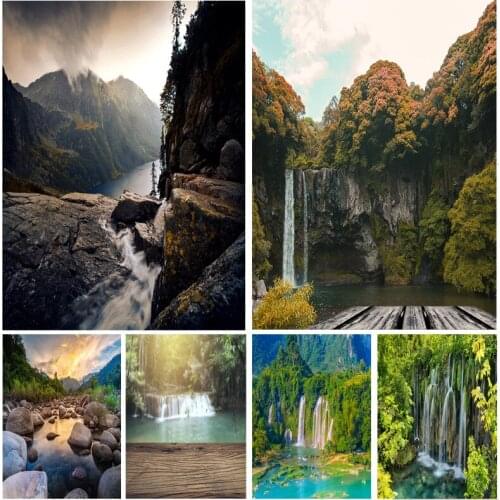 Natural Scenery Waterfall Photography Backgrounds Props Spring Landscape Portrait Photo Backdrops 21110WA-04