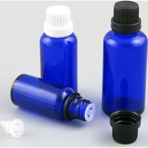 10X 30 cc blue essential oil bottle 30ml blue glass bottle with dropper insert and screw cap cosmetic bottle