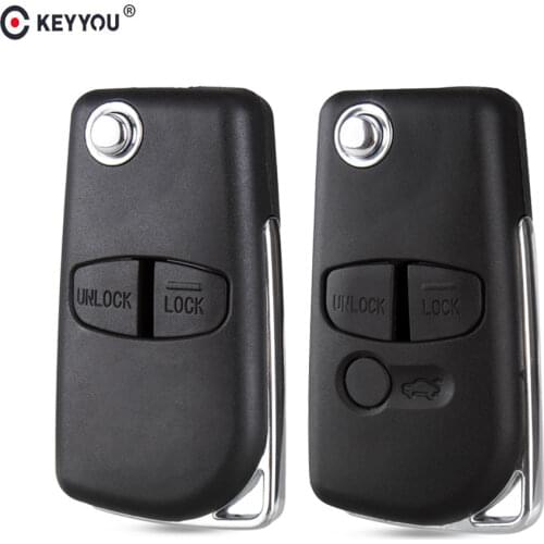 KEYYOU 2/3 Buttons Modified Remote Flip Folding Car Key Shell Fob Case For Mitsubishi Pajero Sport Outlander Grandis ASX