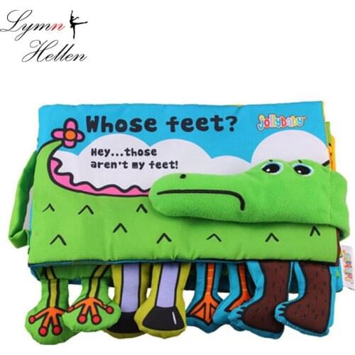 Soft Baby Infant Cloth Book Non-Toxic Three Dimension stuffed cartoon Crocodile plush Animals Kids Early Learning development
