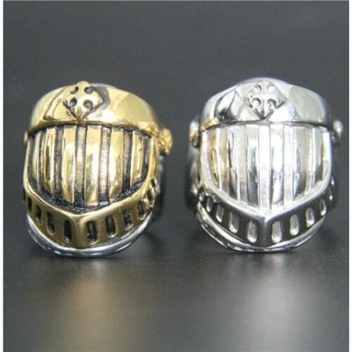 Band Party Hot Helmet Men Ring 316L Stainless Steel Mens Ring Cool Punk Style Fashion Golden Open Ring
