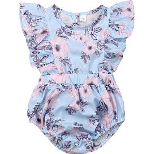 Summer Toddler Infant Baby Girl Flowers Ruffle Clothes Sleeve Romper Jumpsuit Coming Home Outfit 3-24M