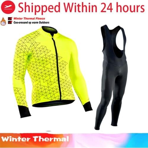 Mens 2021 TELEYI Winter Thermal Fleece Long Sleeve Cycling Jersey set MTB Bike Clothing Outdoor Sportswear Breathable