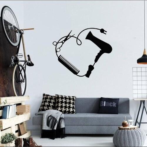 Barber Shop Window Decal Big Shave Hipster Man Wall Sticker Hair Salon Murals And Haircut Logo Wall Window Poster DW7324