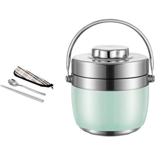 2021 New Thermal Lunch Box for Office Worker Student Portable 304 Stainless Steel Bento Box with Chopsticks Spoon Food Container