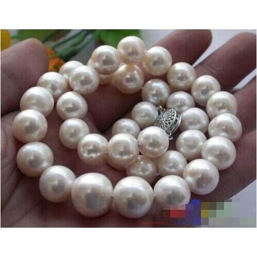 P1797 HUGE 17" 14MM WHITE ROUND FRESHWATER PEARL NECKLACE WG585 ^^^@^Noble style Natural Fine jewe FREE SHIPPING