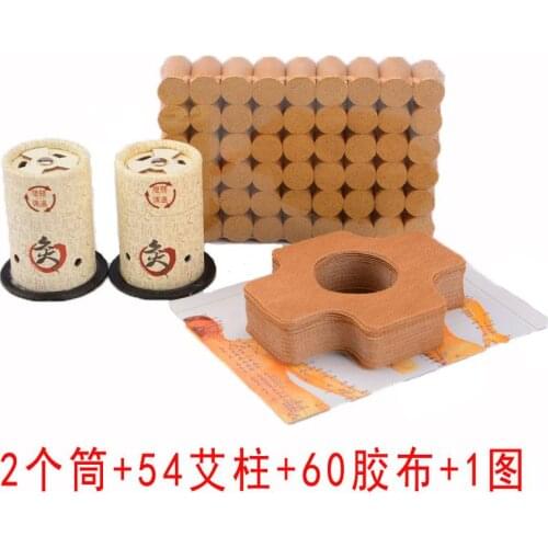 Suspension magnetic moxibustion tube box appliance moxa burner with 54 pcs warm moxa roll moxibustion acupuncture body massage
