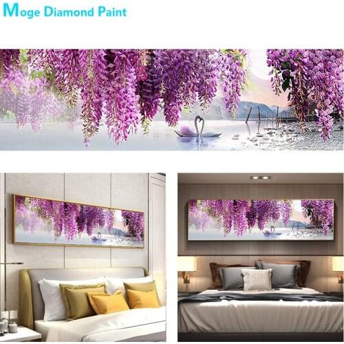 Bedside Banner Wisteria Flower Swan Diamond Painting Round Full Drill Nouveaute DIY Mosaic Embroidery 5D Cross Stitch Floral