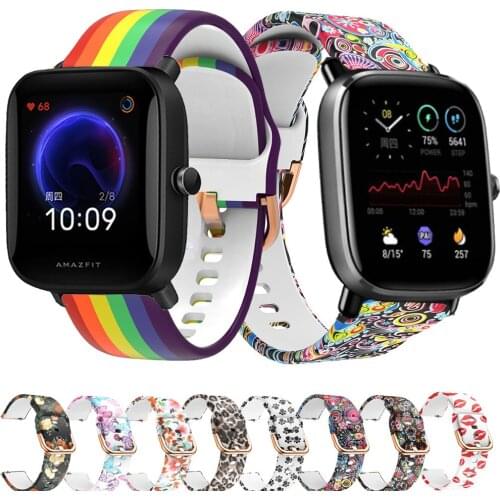 20mm Watch Band For Huami Amazfit Bip U Pro GTS 2 mini Strap Printing Watchbands Wristband Silicone Bracelet amazfit bip ремешок