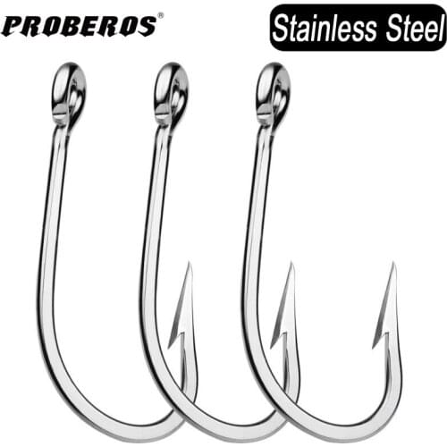 PROBEROS 1Pack Saltwater Fishing Hooks 6/0-7/0-8/0-9/0-10/0-11/0-12/0# Sword Hooks Stainless Steel Fishhooks Jigging Hooks