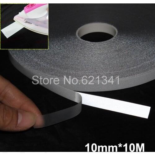 10mm*10m Silver Reflective Fabric Tape Reflective Heat Transfer Film Iron On