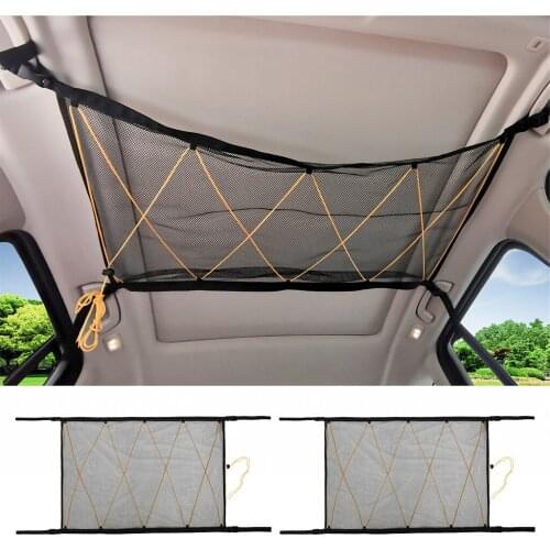 2 Pieces 90x65cm Car Roof Interior Ceiling Cargo Net Mesh Bag For Van SUV