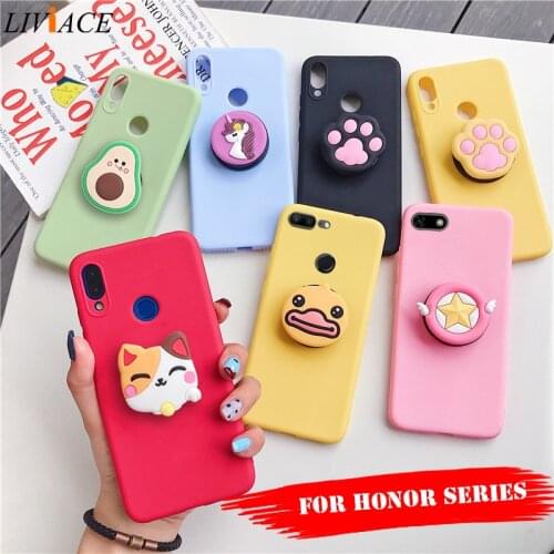 3D silicone cartoon case on for huawei honor 7a 7c pro 5.7 5.45 5.99 7s 7x 8 lite 8c 8a girl cute phone holder stand soft cover