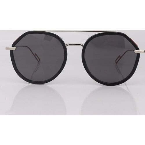Metal Trim Round sunglasses women fashion men sunglasses double bar