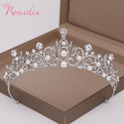 Silver Color Baroque Crystal Tiaras Crowns Wedding Hair Accessories Bridal Diadem Rhinestone Bride Hair Jewelry RE3657