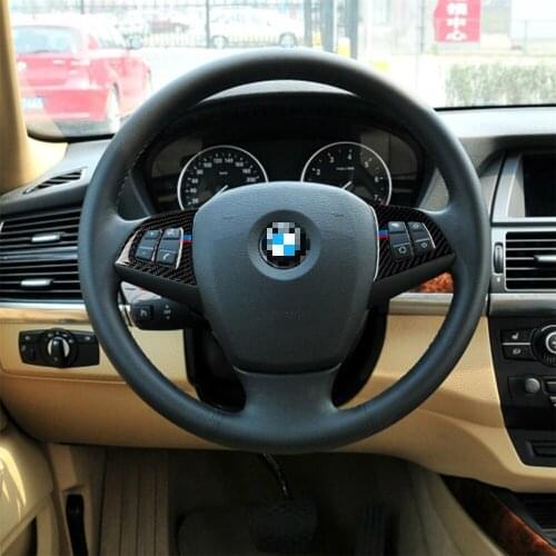Carbon Fiber Steering Wheel Button Frame Cover Trim for BMW E70 X5 2008-2013 Stylish Car Accessories Car Stickers Brand New
