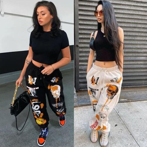 European and American Womens Wear Autumn and Winter Cross-Border Hot Cartoon Printed Sports Casual Fashion Womens Trousers