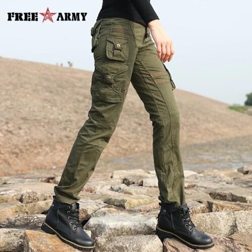 Brand Safari Style Multi Pockets Pants Women Loose Pants Army Green Military Trousers Straight Womens Pants Winter Full Length