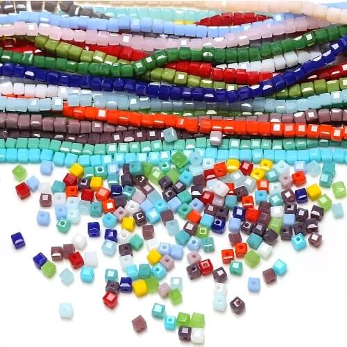 ZHUBI 280pcs/lot 3mm AAA Charms Crystal Cube Beads Faceted Glass Square Crafts Chunky Spacers For Jewelry Making DIY Bracelets