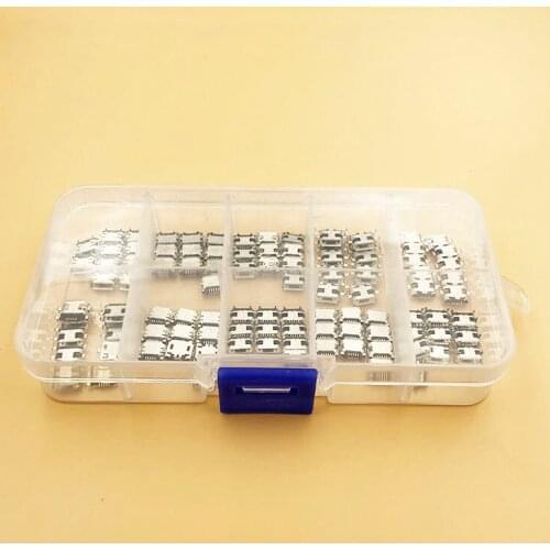 10Model 10pcs each Micro USB 5P Connector Tail Charging Power Port for Digital Product Mobile Phone with Box