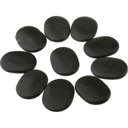 10pcs/ lot Spa Hot Rocks Relaxing Massage Stones for Therapy Pain Relief Natural Basalt Kit -3x4 cm Black