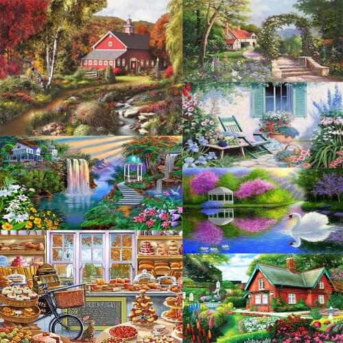 Diamonds painting 5d Diy Full of round diamond embroidery home Decoration village life Holiday gifts