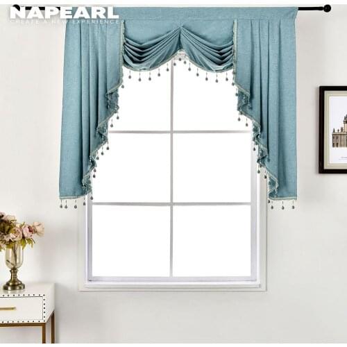 NAPEARL 1 Piece European Style Beads Valance Rustic Decorative Short Curtain Living Room Windows Thread Modern Drapes All Match