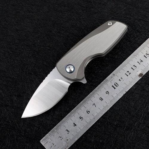 Nine thorn 14C28N blade mini high hardness folding titanium alloy handle outdoor camping hunting kitchen EDC tool fruit knife