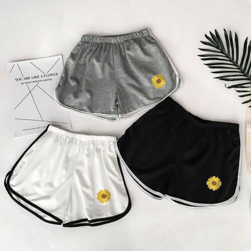 Women High Waist Sport Shorts sunflower Print Workout Scrunch Butt Workout Running Fitness Leggings Short Biker Shorts